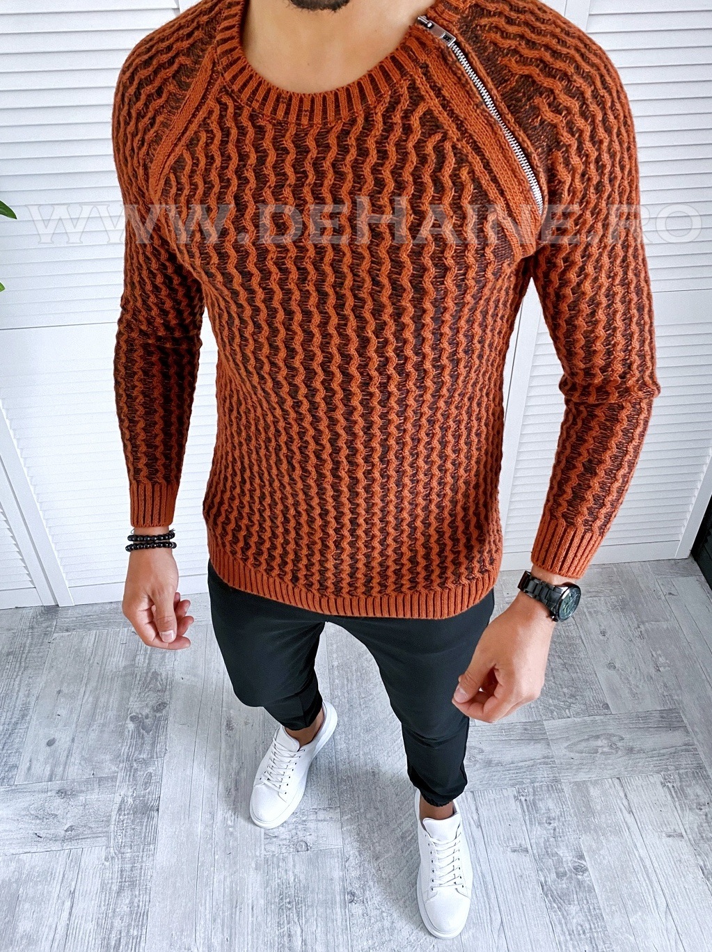 Pulover barbati gros slim fit maro t3711 n5-1